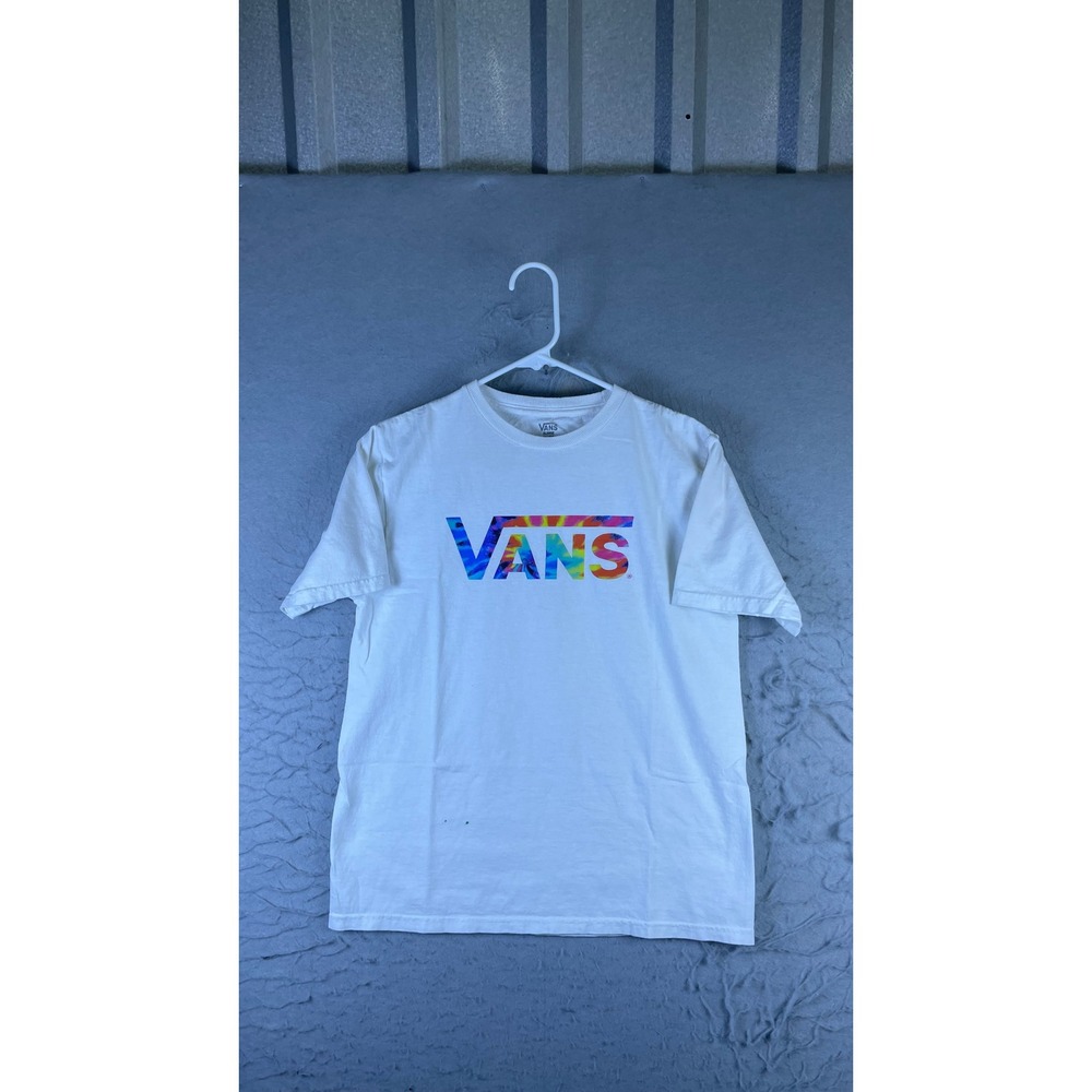 Vans Graphic T-Shirt Mens XL White Good Tie Dye Logo Short Sleeve Cotton